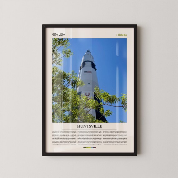 Huntsville Alabama Saturn V Rocket Photo Space City Travel Poster