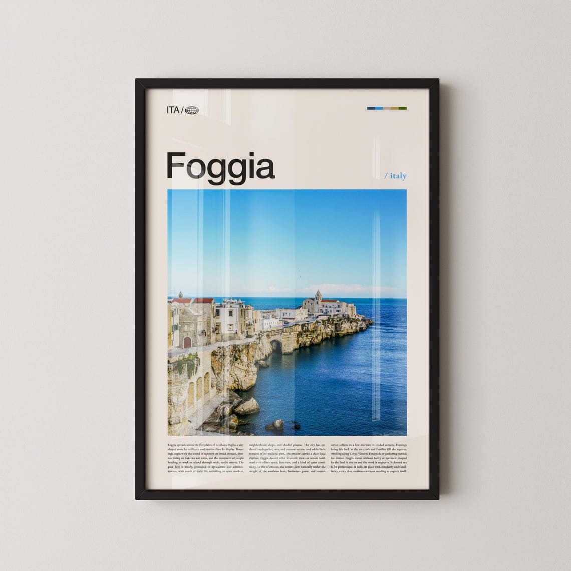 Foggia Italy Coastal Cliff Town Seaside Photography Travel Poster