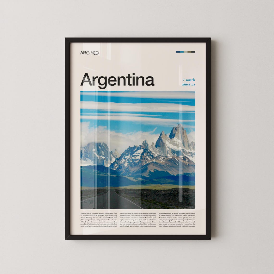 Argentina Patagonia Fitz Roy Mountain Range Scenic Travel Poster