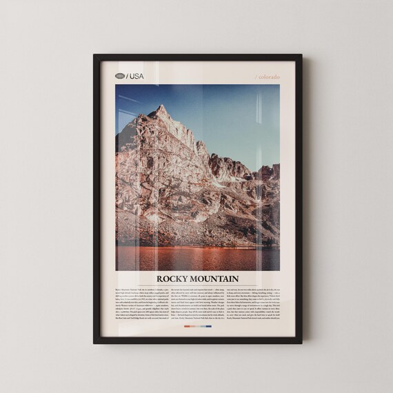 Rocky Mountain Colorado Peak Crimson Lake Reflection Travel Poster