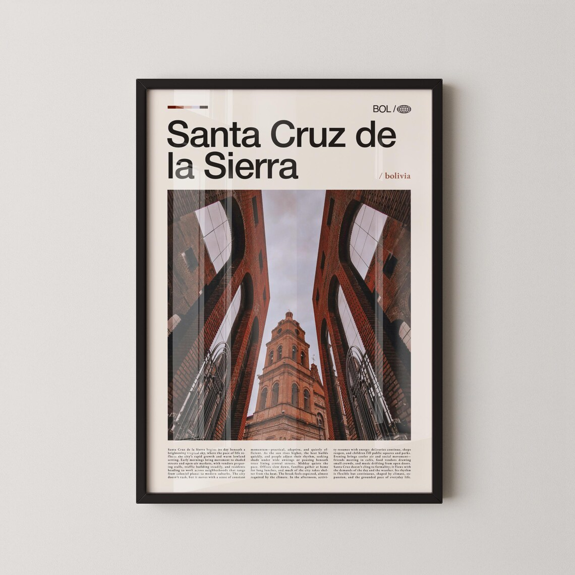 Santa Cruz De La Sierra Bolivia Cathedral Cityscape Travel Poster