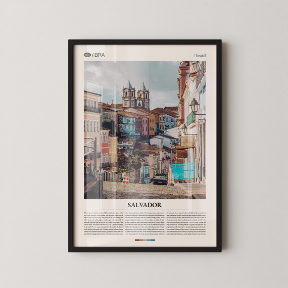 Salvador Brazil Colorful Colonial Street Photography Travel Poster