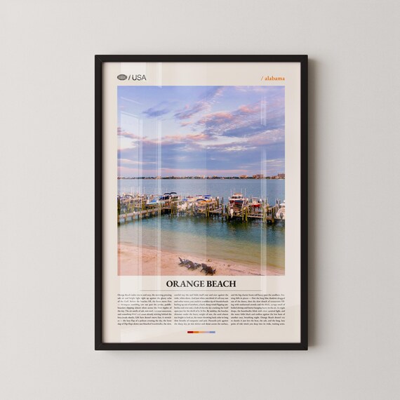 Orange Beach Alabama Marina Sunset Photography Travel Poster USA