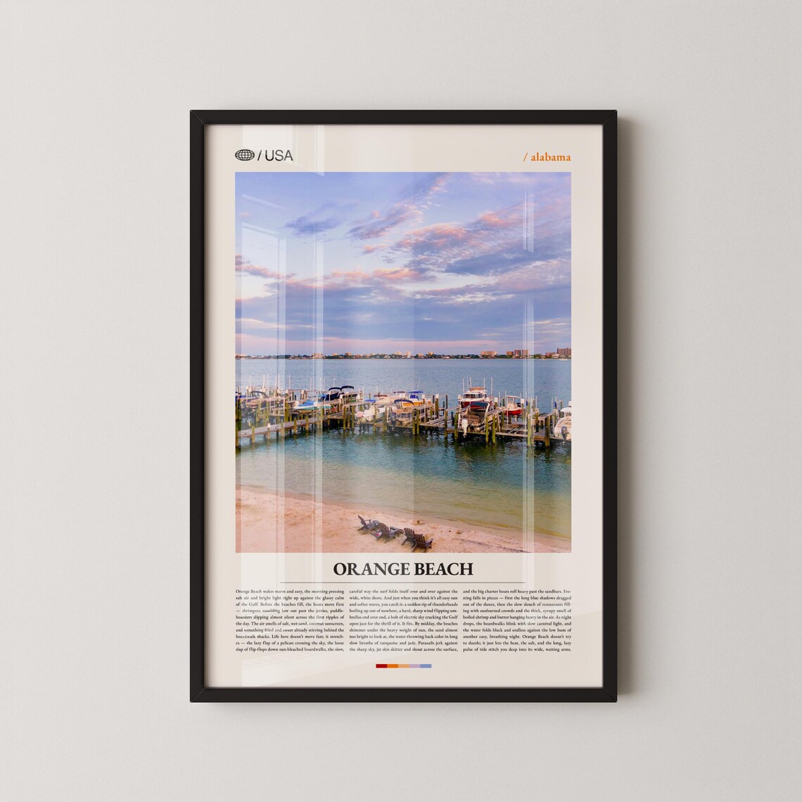 Orange Beach Alabama Marina Sunset Photography Travel Poster USA