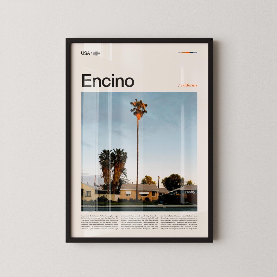 Encino California Sunset Palm Tree Neighborhood Photo Poster