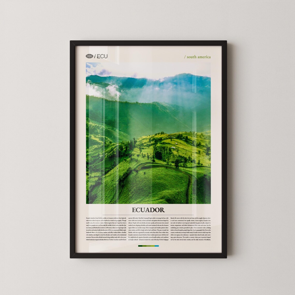 Ecuador Misty Green Andean Mountains Photography Travel Poster
