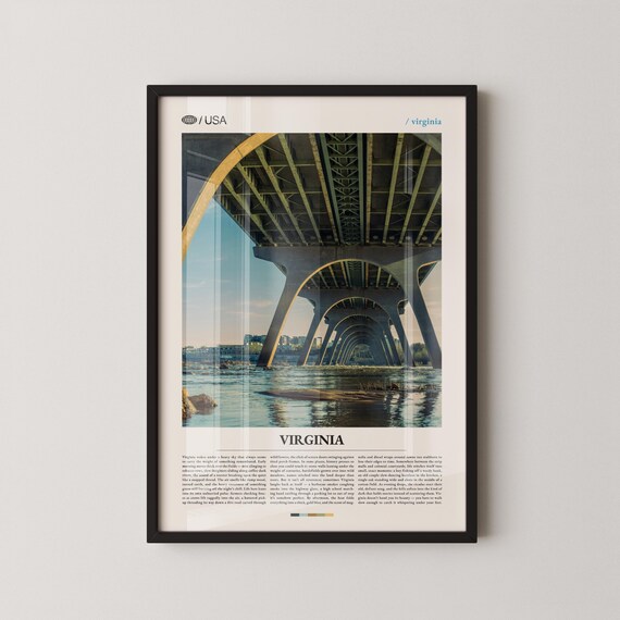 Virginia Travel Poster Bridge Over River Editorial Photography Minimalist