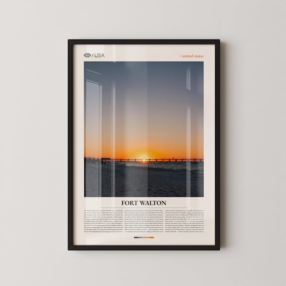 Fort Walton Beach Florida Sunset Over Pier Photo Travel Poster