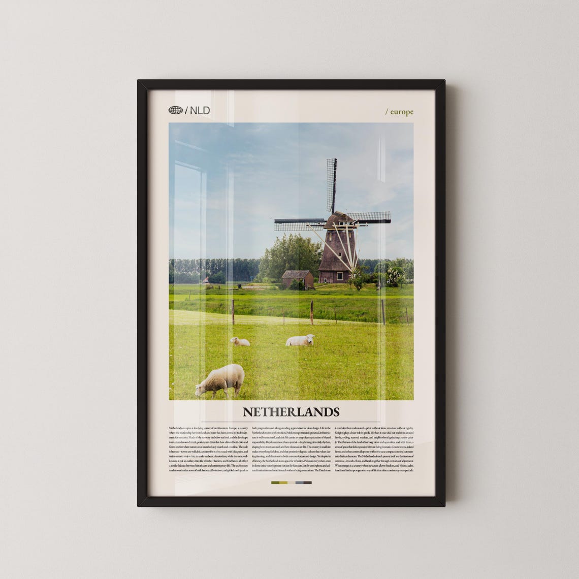 Netherlands Windmill NLD Europe Country Travel Photography Poster