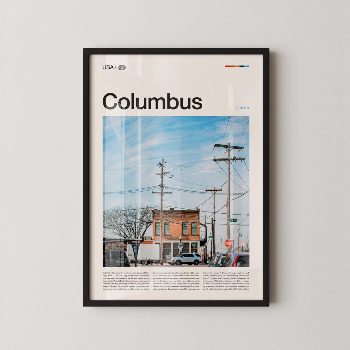 Columbus Ohio Street Corner Alternative Layout Travel Poster