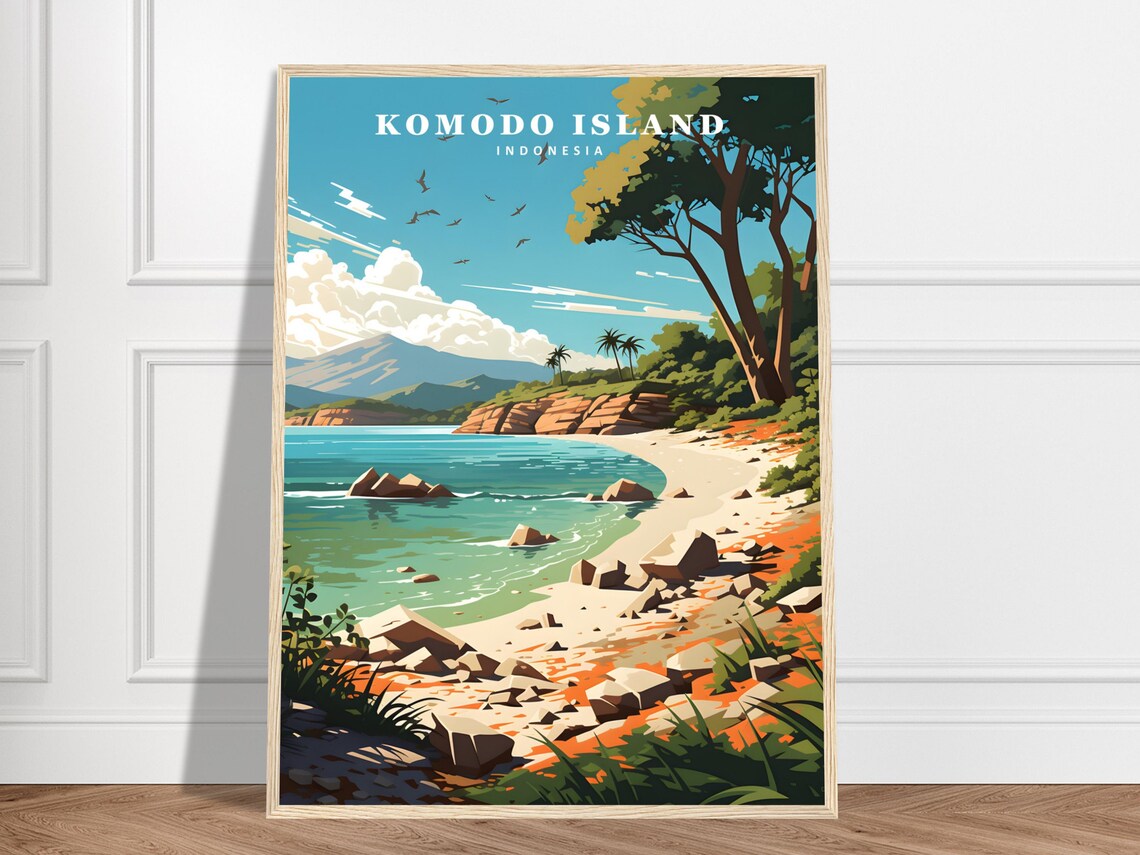 Komodo Island Travel Poster, Indonesia National Park