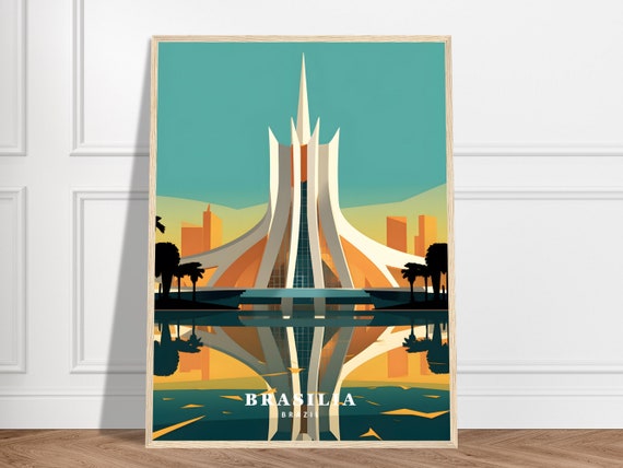 Cathedral Of Braslia Travel Print Brazil Collection Oscar Niemeyer Brasilia Art Water Framed Wall
