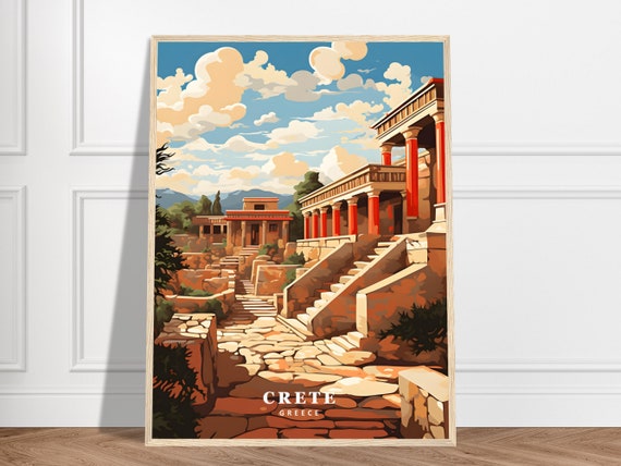 Crete Travel Print Greece Collection Minoan Culture Knossos Greek Island City Art Framed Wall