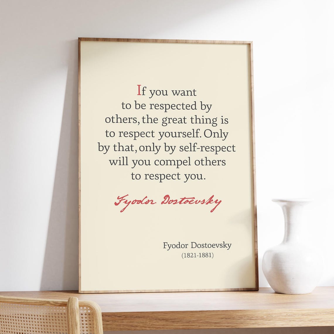 Fyodor Dostoevsky Self Respect Quote Classic Literature Cream Poster - Image 5