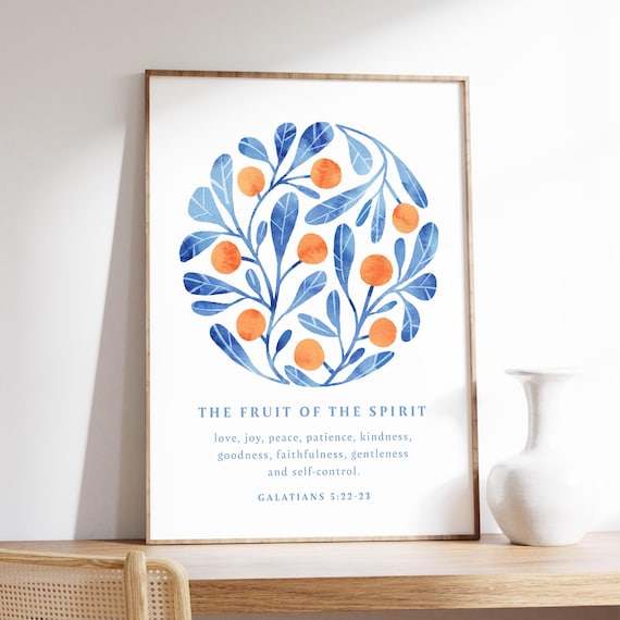 Fruit Of The Spirit Galatians 522 Botanical Wreath Scripture Poster