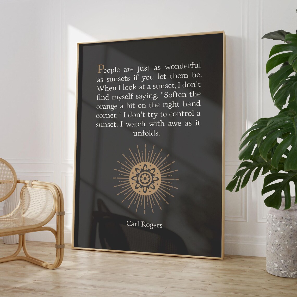 Carl Rogers Quote People Are Just As Wonderful As Sunsets Black Poster