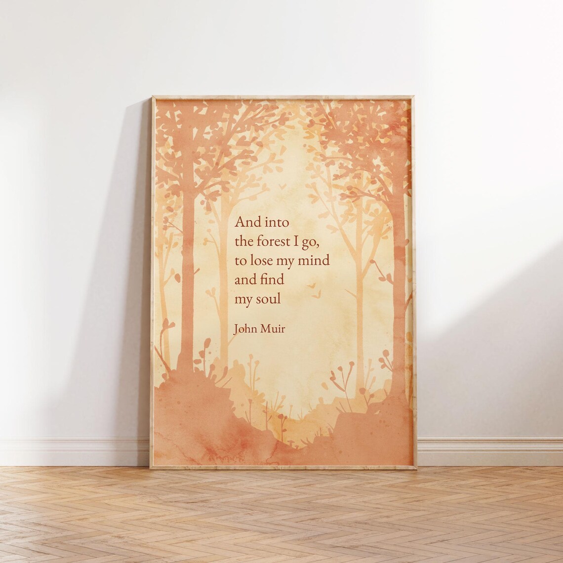 John Muir Quote Print And Into The Forest I Go Poster Wilderness Wall Art Watercolor Autumn Landscape Painting Nature Gifts Cabin Decor - Image 2