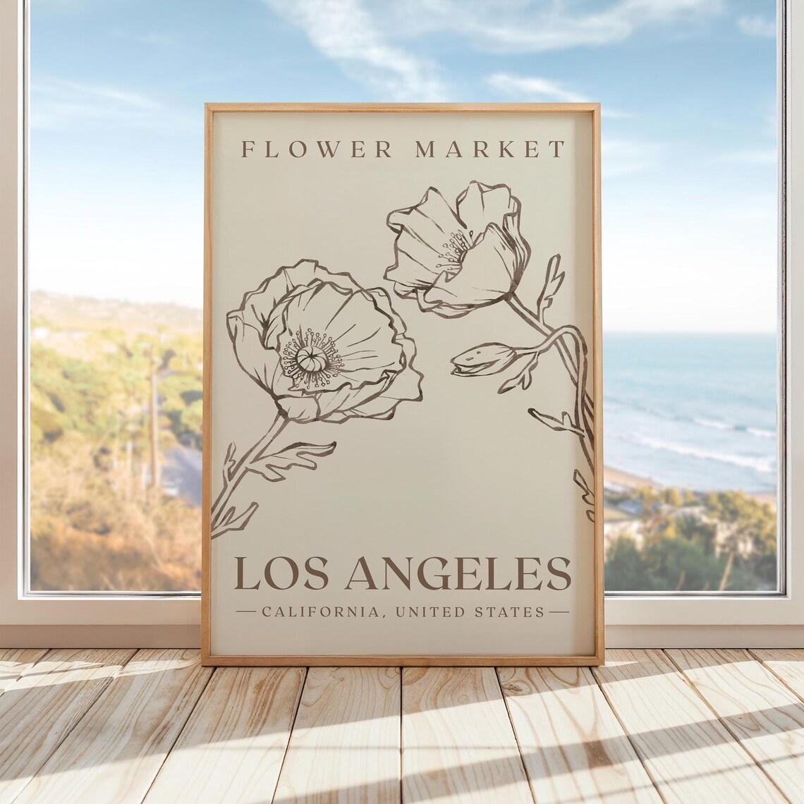 Flower Market Los Angeles California Poppy Minimalist Line Art Poster - Image 4