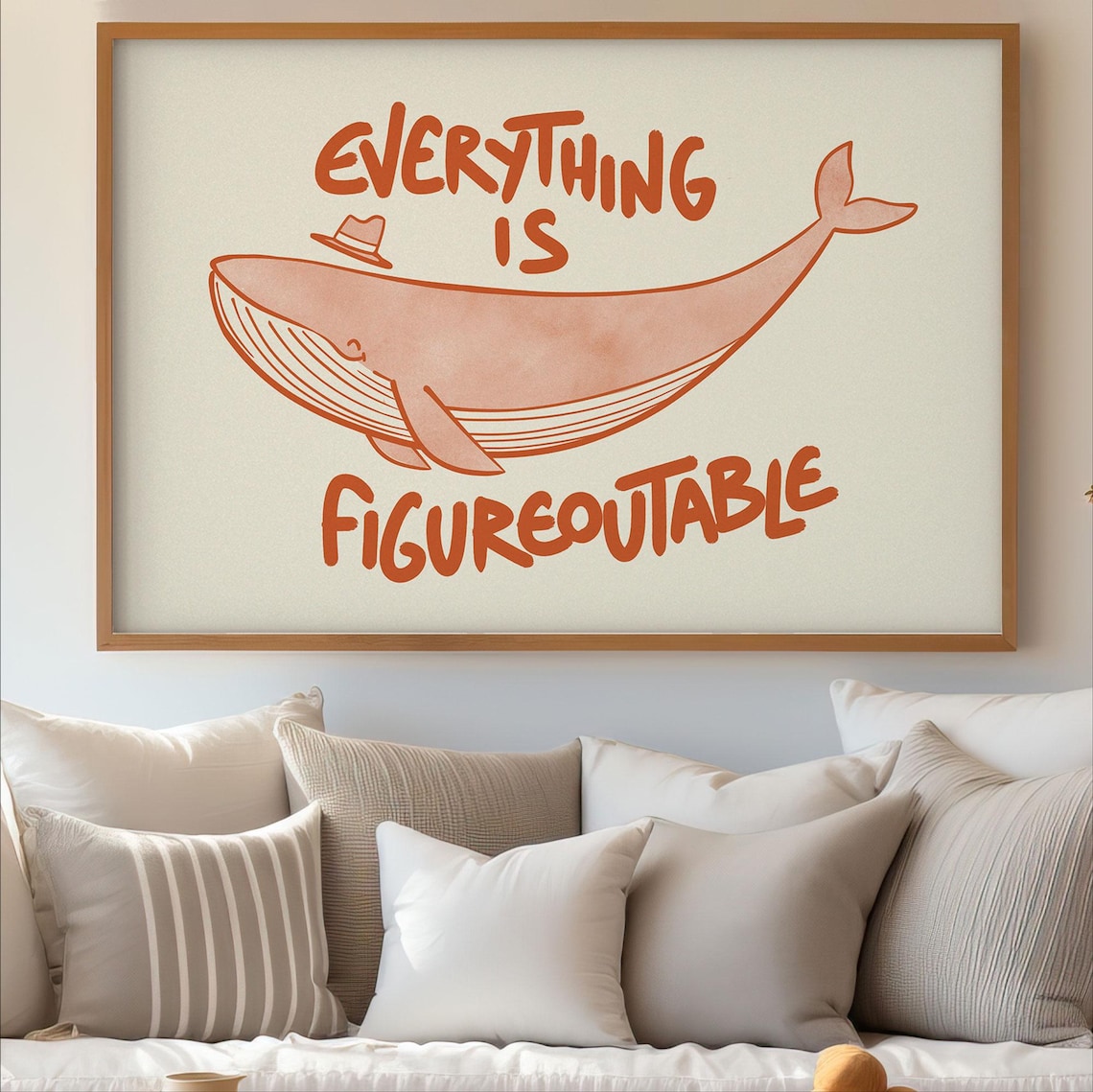 Everything Is Figureoutable Whale Illustration Coral Kids Art Poster - Image 2