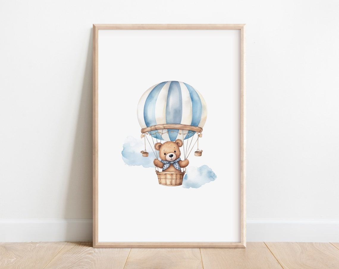 Teddy Bear Hot Air Balloon Boy Nursery Decor Print Teddy Bear Print For Nursery Nursery Wall Decor Nursery Baby Teddy Bear