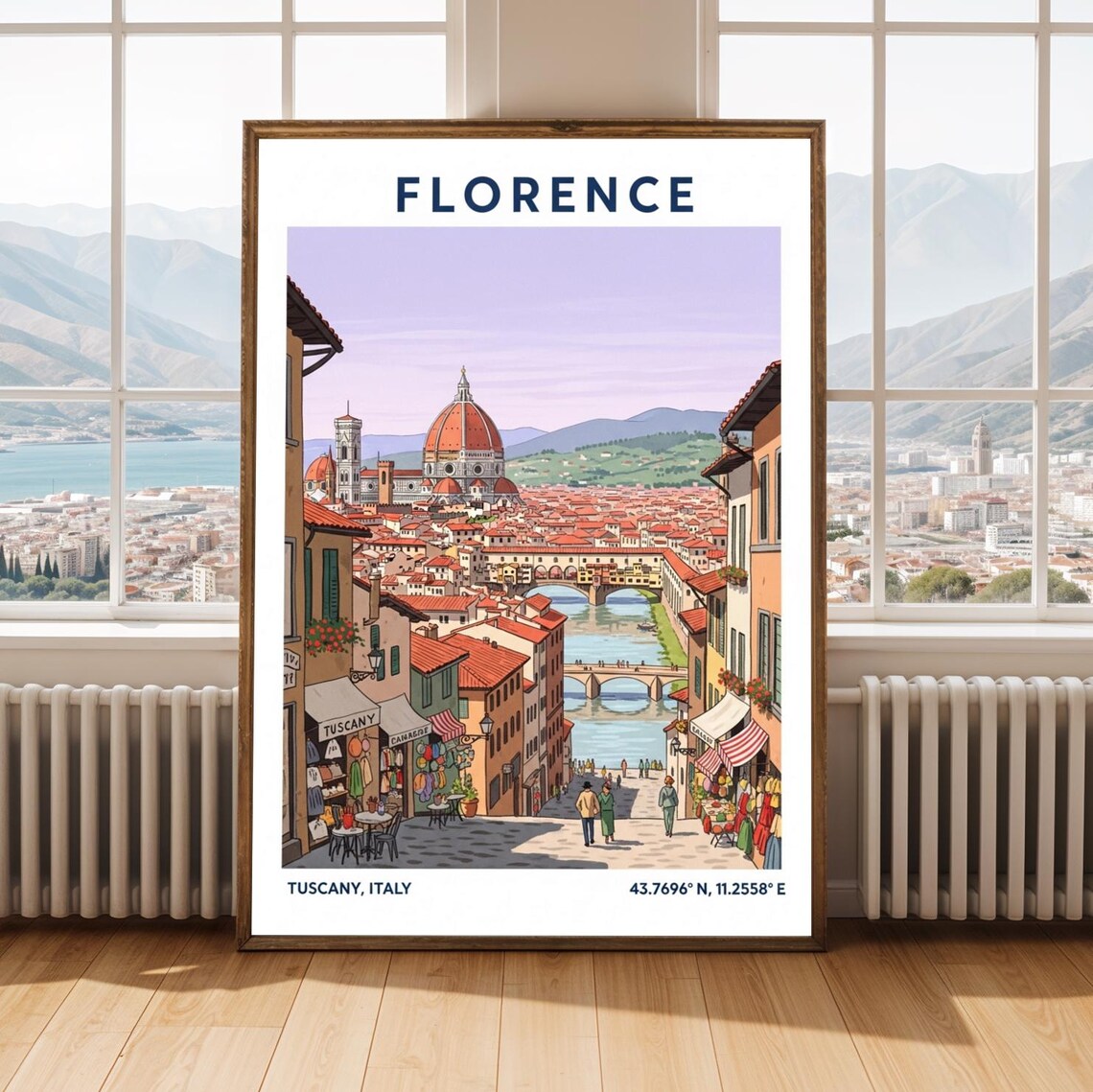 Florence Cityscape Art Print Vibrant Italian Travel Poster