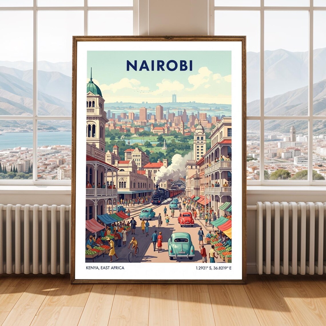 Nairobi Vintage Travel Poster Kenya East Africa Street Scene