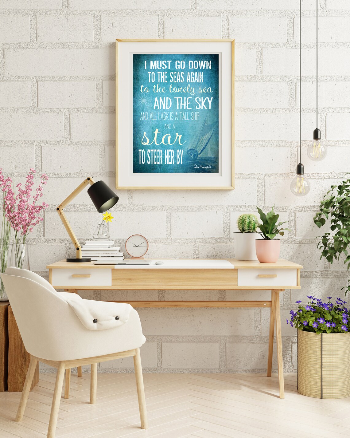 John Masefield Sea Fever Quote Tall Ship Nautical Poetry Wall Art - Image 2