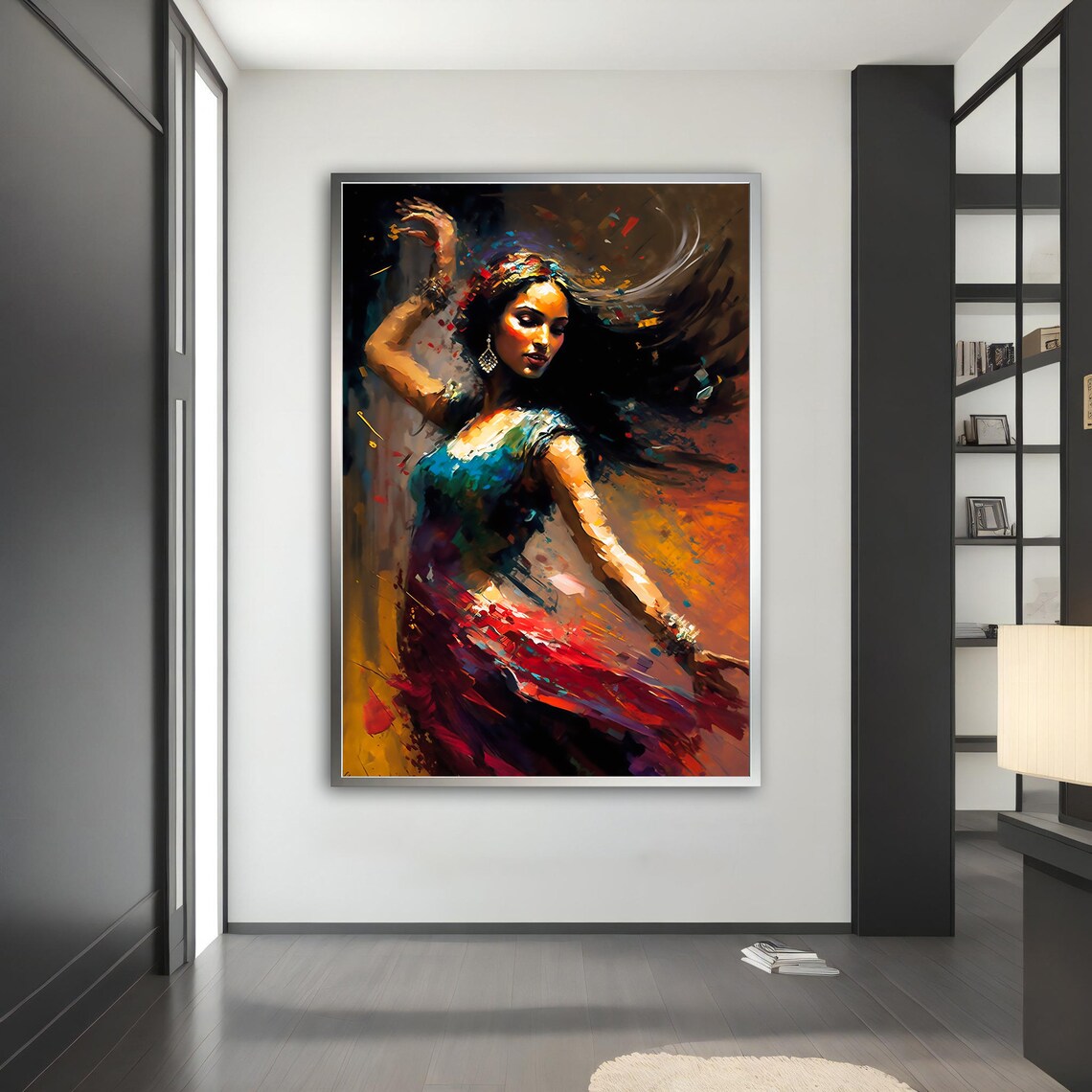 Passionate Woman Dancing Colorful Expressive Oil Painting Art Poster