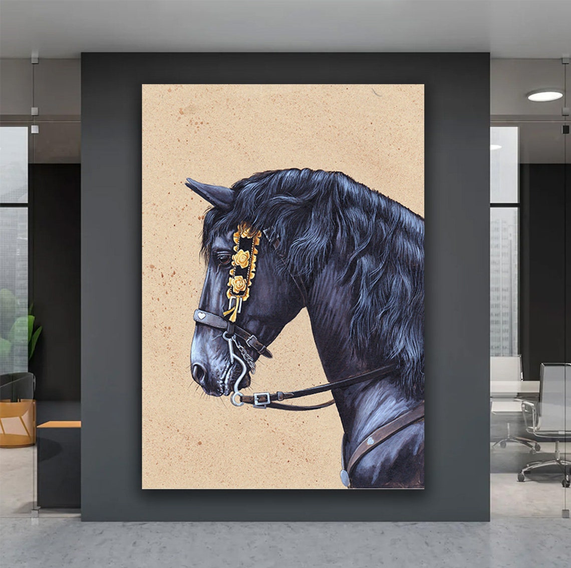 Horse Print Art Black Horse Painting Maned Horse Wall Art Black Horse Animal Print Animal Home Decor - Image 5