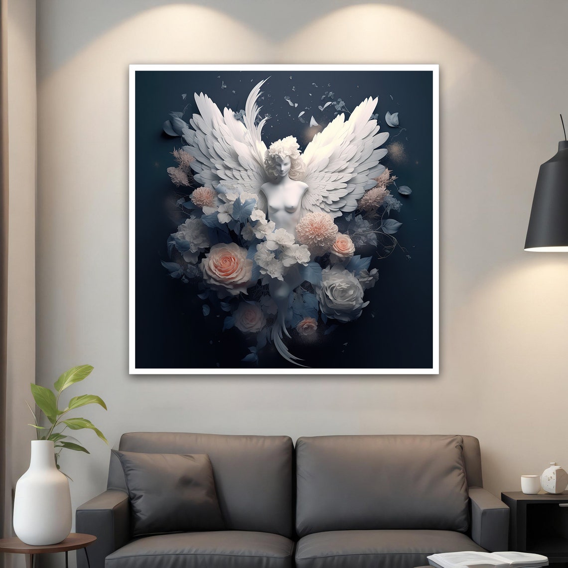Modern White Angel Painting Modern Angel Beautiful Angel Art Spiritual Wall Art Angel Girl Ccanvas Painting - Image 5