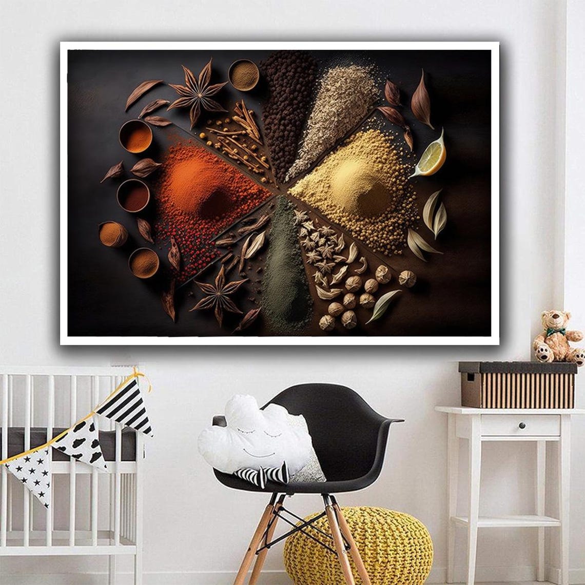 Exotic Spices Flat Lay Star Anise Paprika Kitchen Wall Art Print - Image 3