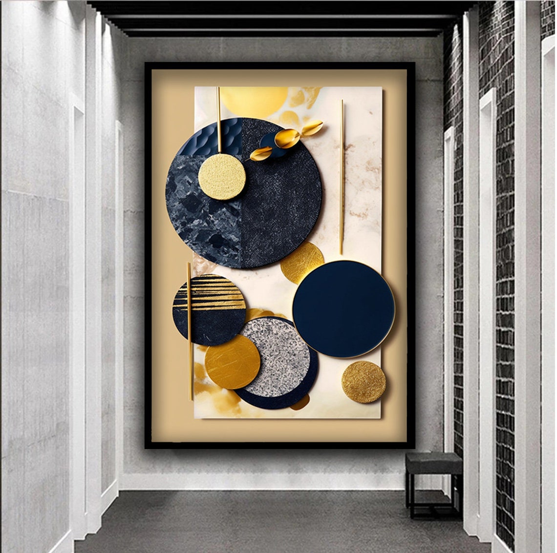 Gold Black Abstract Circles Geometric Modern Luxury Wall Art Poster - Image 4