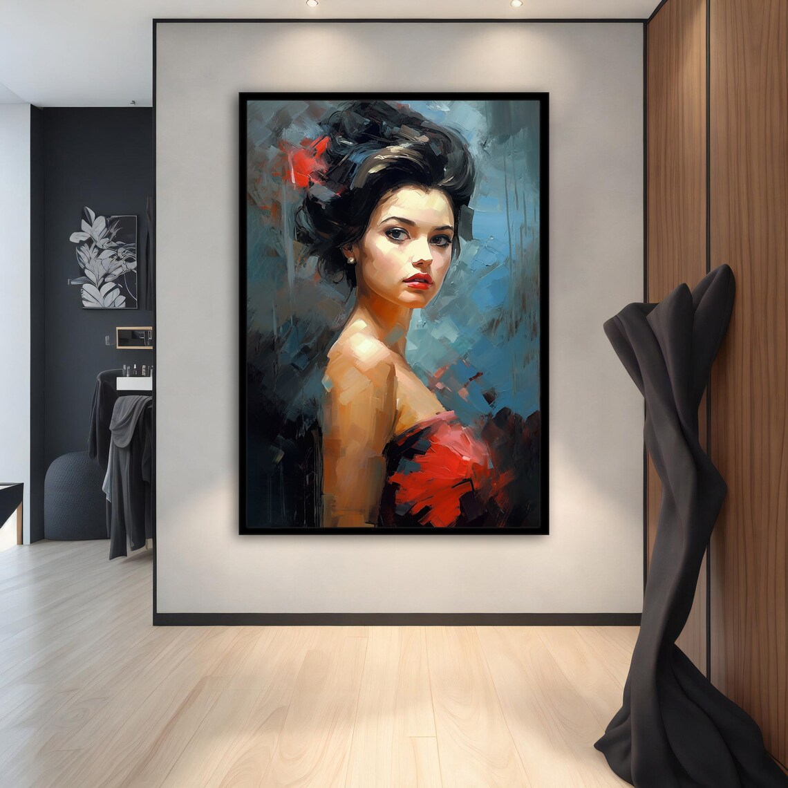 Vintage Woman in Red Dress Oil Painting Elegant Portrait Poster - Image 5