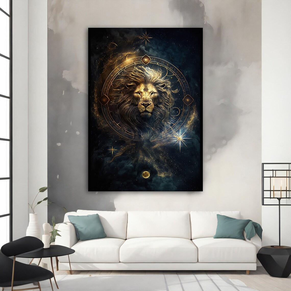 Golden Leo Zodiac Lion Night Sky Astrology Stars Animal Poster - Image 5