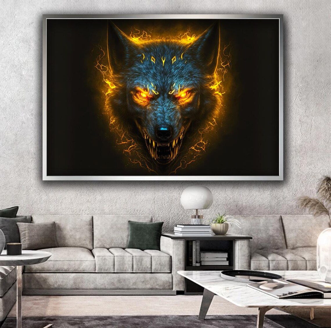 Fierce Wolf Fire Eyes Dark Fantasy Predator Spirit Animal Wall Art Poster - Image 5