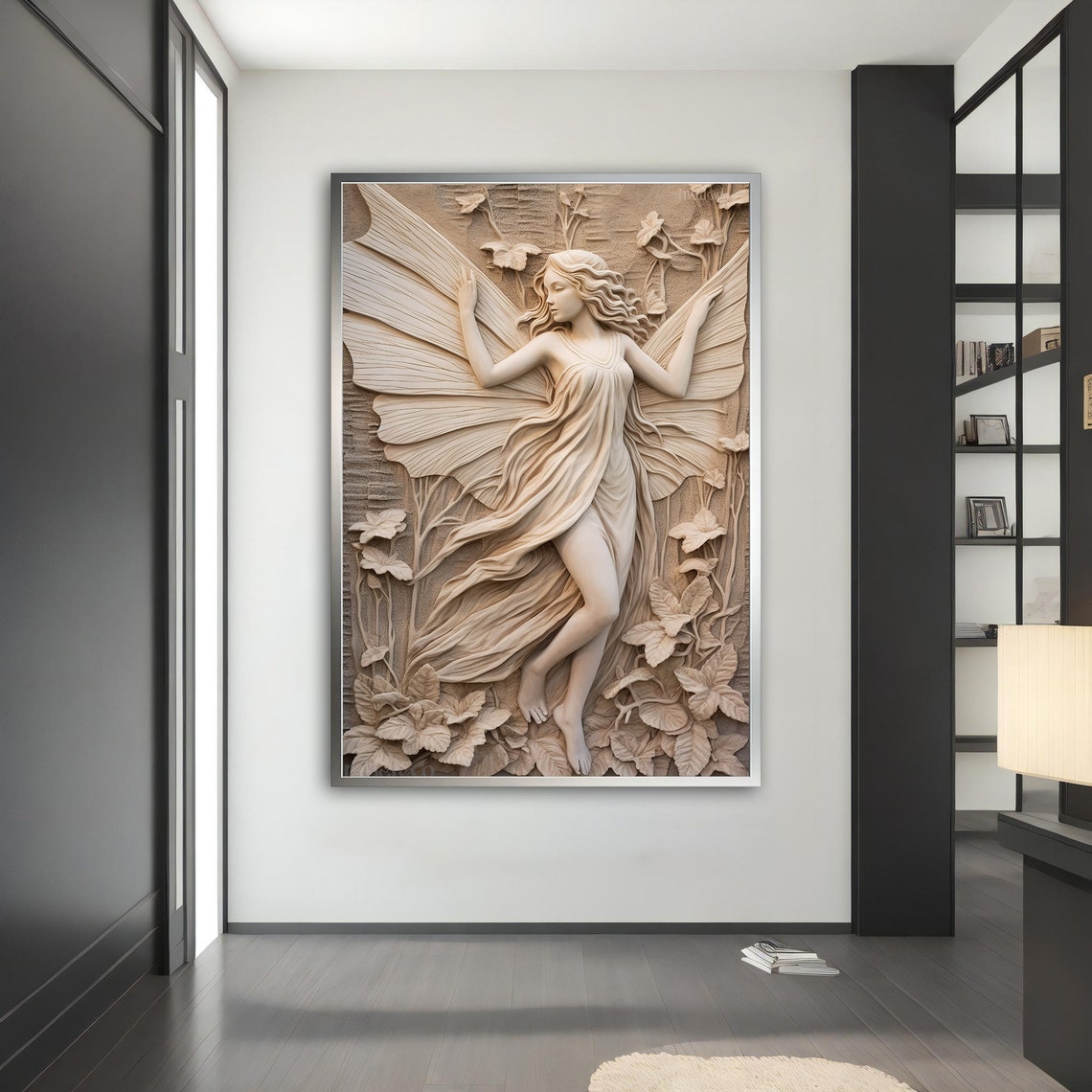Sculpture Angel Painting Stone Woman Wall Art Angel Woman Wall Art Woman Art Modern Home Decor - Image 2