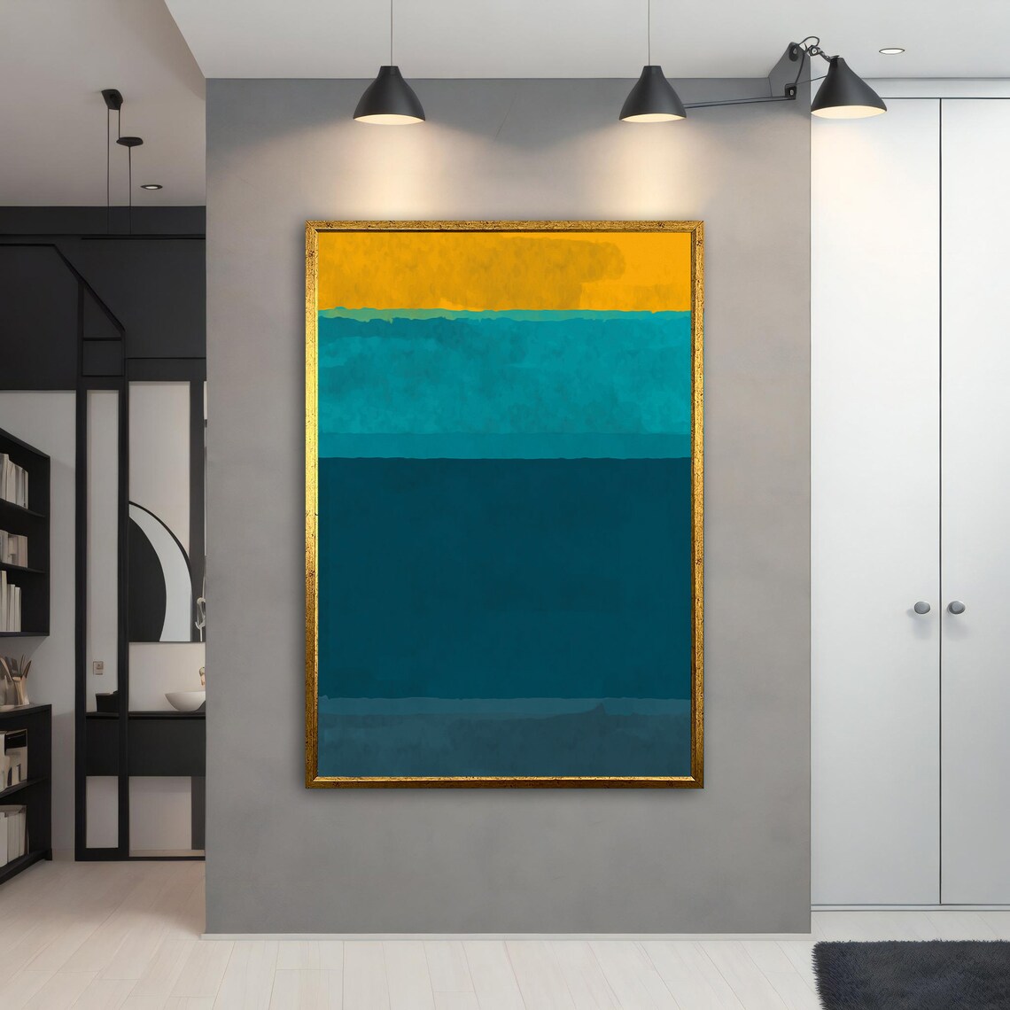 Rothko Style Yellow and Teal Color Field Abstract Art Poster