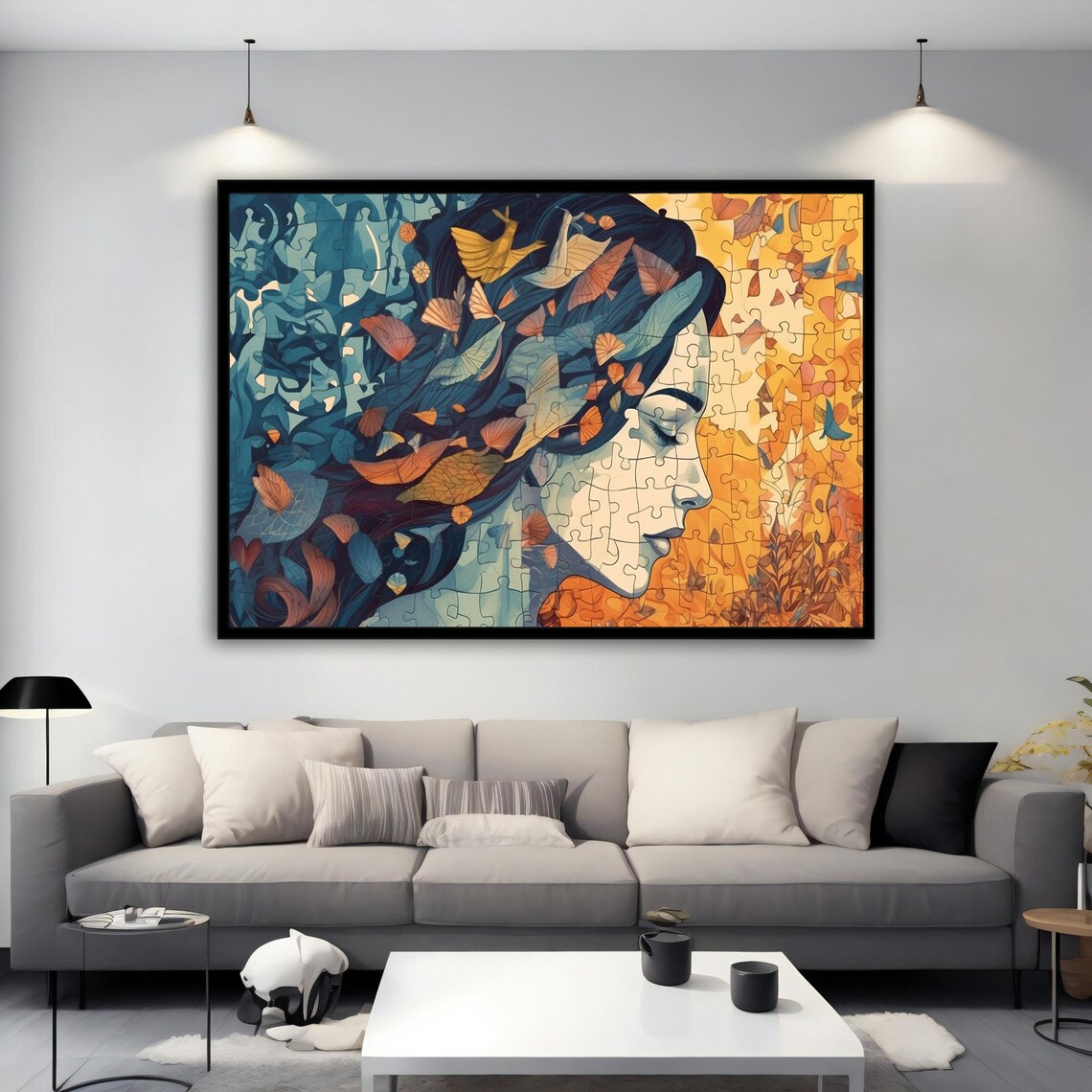 Woman Painting Puzzle Looking Woman Art Autumn Woman Wall Art Abstract Girl Paint Modern Home Decor - Image 5