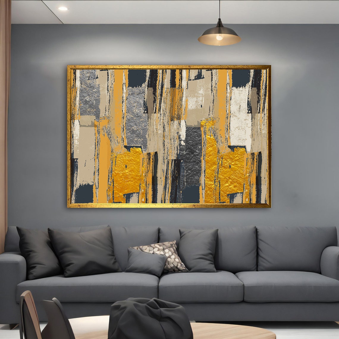 Black Gold Abstract Textured Stripes Modern Luxury Wall Art Print - Image 5