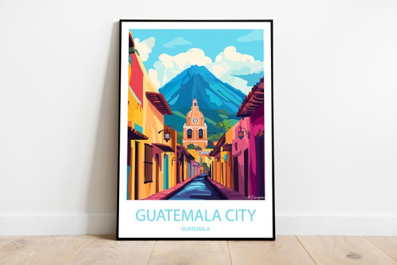 Handmade Poster Of Guatemala City Wall Art Modern Travel Framed Birthday Home Made Decor Gift Vector Illustration Print