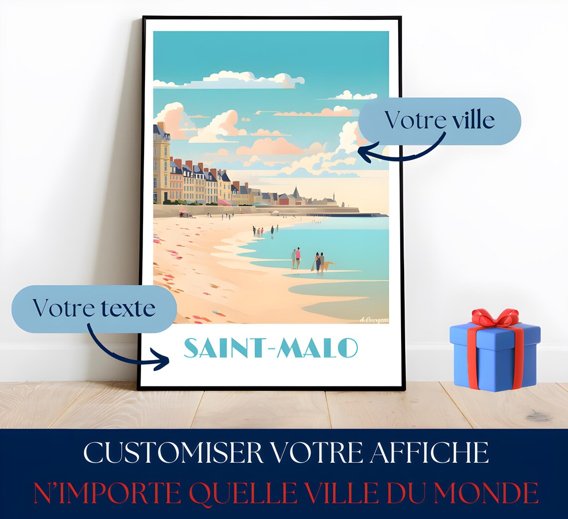Custom Print Travel Poster Personalized Gift Unique City Decor Christmas Text