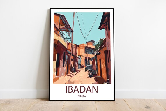 Ibadan Nigeria Vibrant Colorful City Street Scene Art Poster