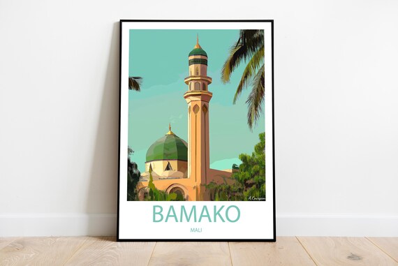 Handmade Bamako Mali Poster Wall Art Modern Travel Framed Birthday Home Made Decor Gift Vector Illustration Print Painting Custom