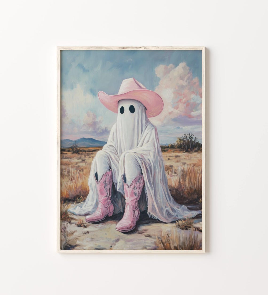 Cowboy Ghost With Pink Hat And Boots In The Desert Prairies Poster - Image 6
