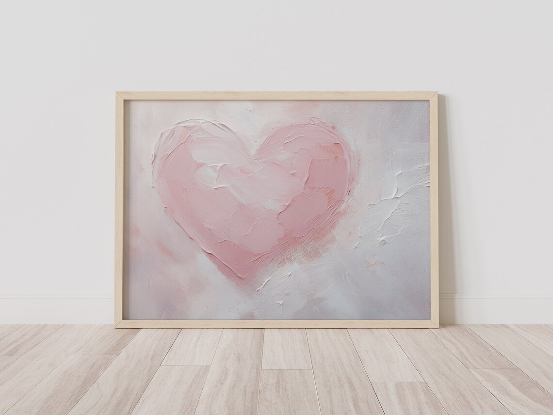 Valentines Day Pink Heart Vintage Art Print - Image 2