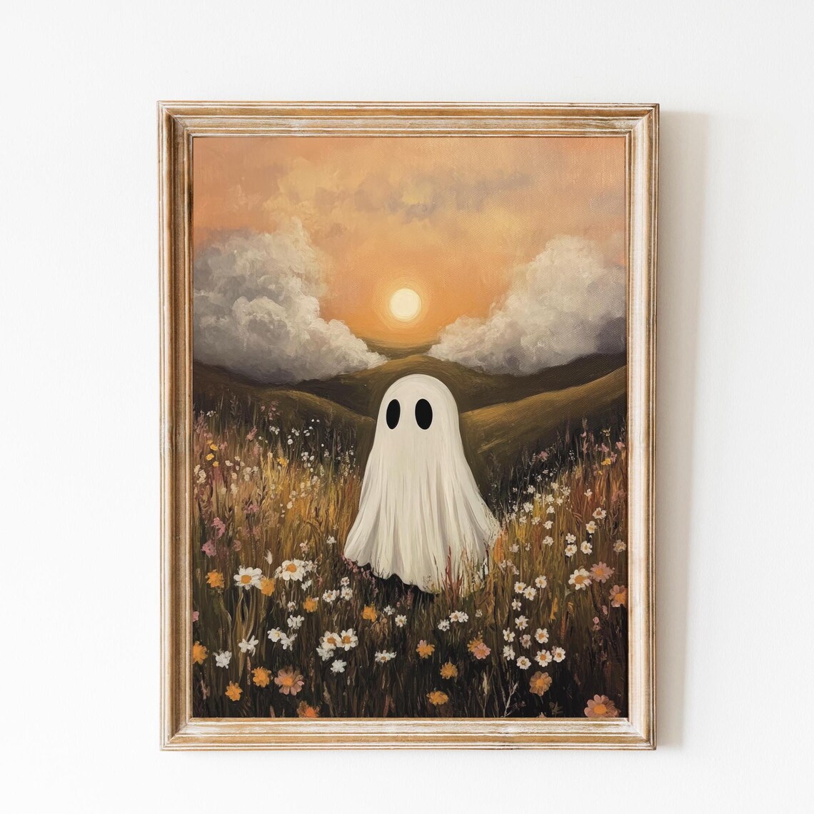 Wildflowers Meadow Print, Vintage Halloween Ghoul