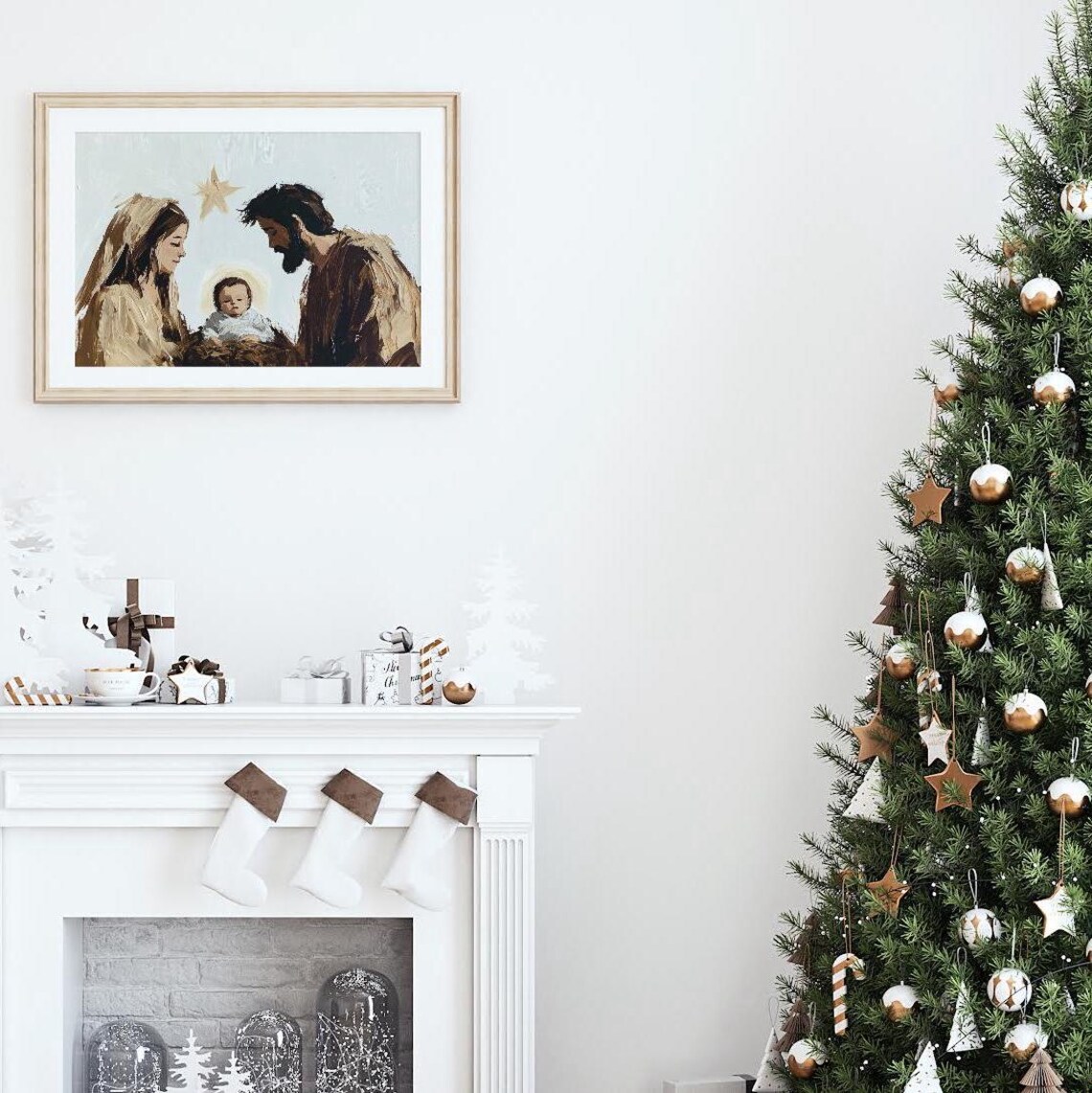 Nativity Scene Vintage Christmas Art Print - Image 4