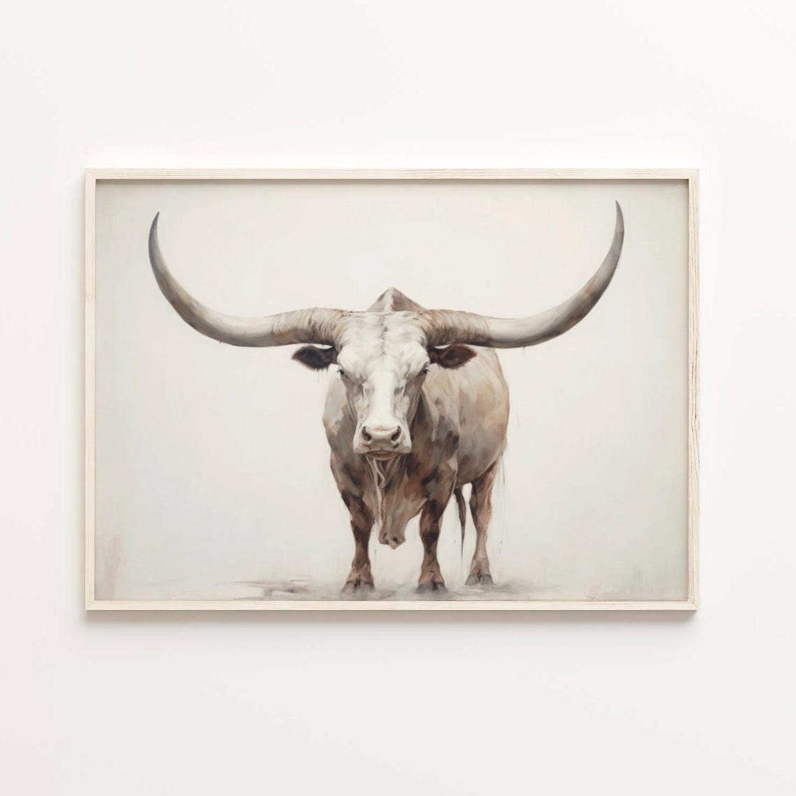 Texas Longhorn Steer Front View On White Watercolor Art Poster - Image 5