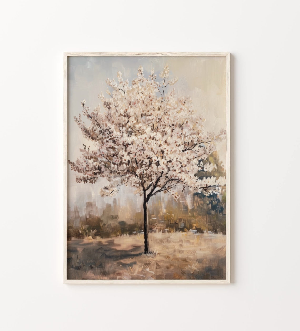 White Cherry Blossom Tree Spring Bloom Vintage Landscape Poster - Image 4