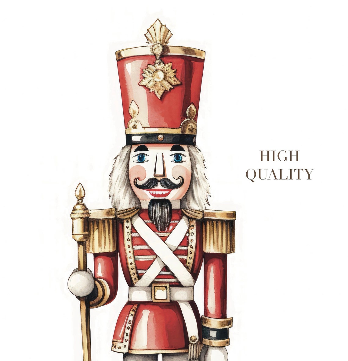 Traditional Red Christmas Nutcracker Soldier Watercolor Poster - Image 6